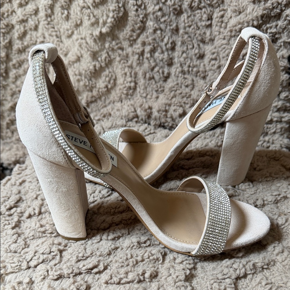 Steve Madden Cream Rhinestone Heels - Picture 12 of 13